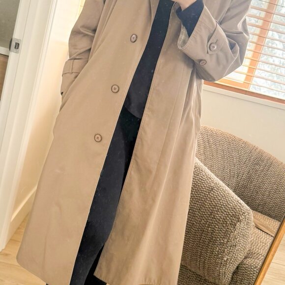 Vintage 1970s Double-breasted Trench Coat with belt Tan Womens Dannimac Rain (M) - Picture 7 of 7